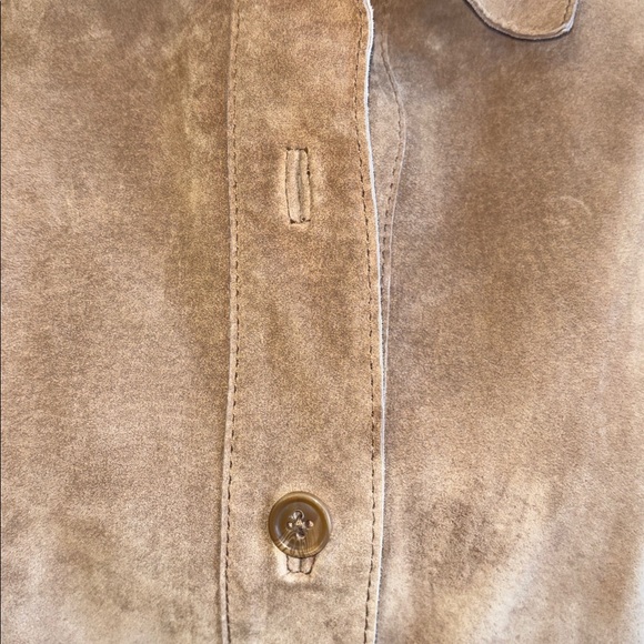 Issac Mizrahi Suede Tan Leather Jacket Shirt Shacket Women’s Size XL - Picture 11 of 16